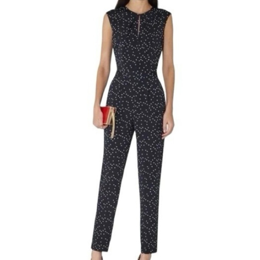 Reiss Navy Polka Dot Sleeveless Jumpsuit - Picture 3 of 12